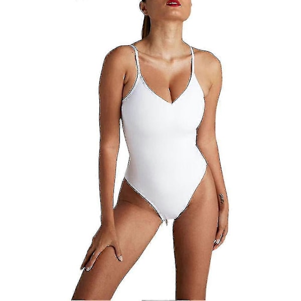 Muotoilevat korsetti-uimapuvut Camisole Selkäosattomat uima-asut Tyylikkäät olkaimet Uimapuku White XL