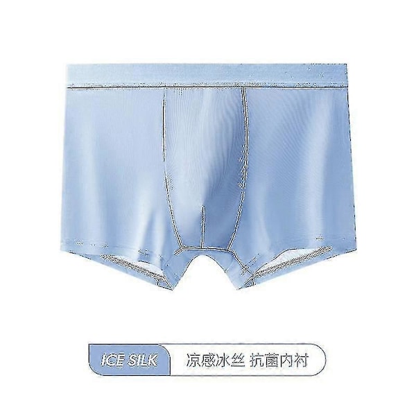 2 stk. Herre Pustende Undertøy Ice Silk Boxer Sømløse Sexy Truser Boxershorts Herre Underbukser Light Blue 2XL 63-73KG
