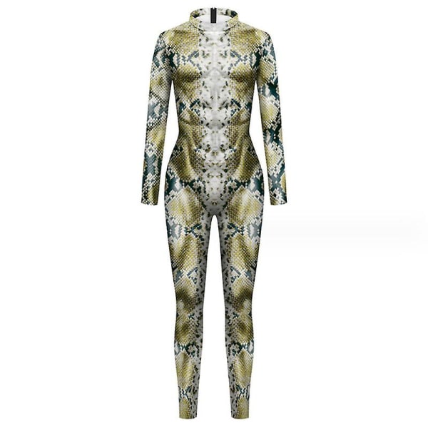 Kvinnors Halloween Snake Costume Cosplay Bodysuit 3d Skinny Stretch Costume COLOR 3 L