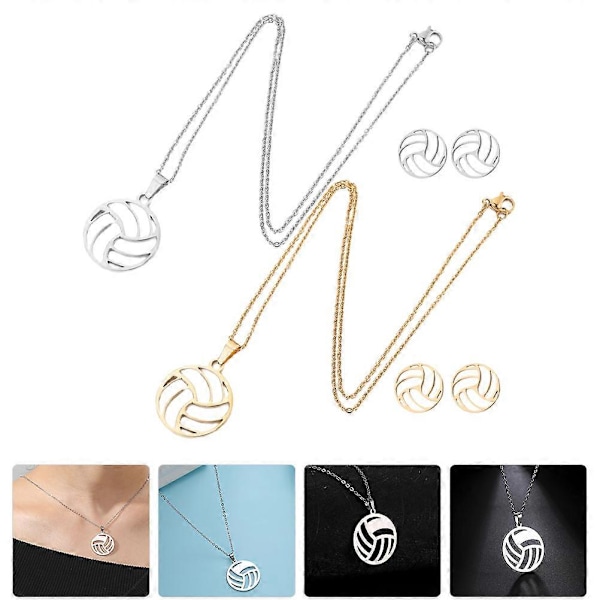 2 set volleybollformade örhängen halsband prydnad halssmycke dekorativa örhängen