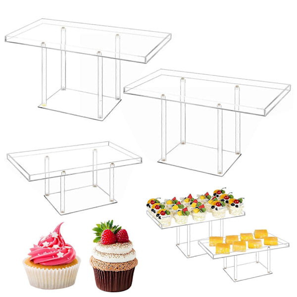 Cupcake Dessertbord Display Set Enkel Montering Mångsidig Design Transparent Dessert Bakverk Mat Godis Våningsfat Kakfat
