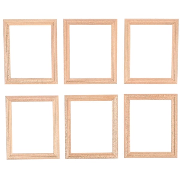 6 stk. 1/12 Simulert Fotoramme Modell Kunstige Mikro Dekorer Fotografi Layout Rekvisitter Trepynt for Dukkehus Mikro Verden Utstyr