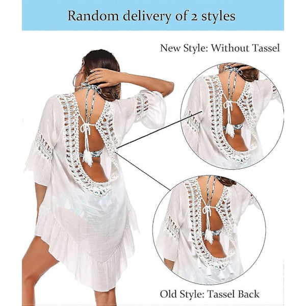 Badedragt Cover Up Dame Badedragt Kjole Plus Size Sexet Bikini Strand Tunika Top Sommer A b white L