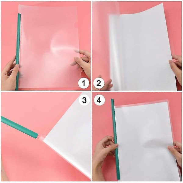 10 Ark Plast A4 Skyde Mapper, Klare Rapportomslag Mapper Med Skyde Skinne Bind