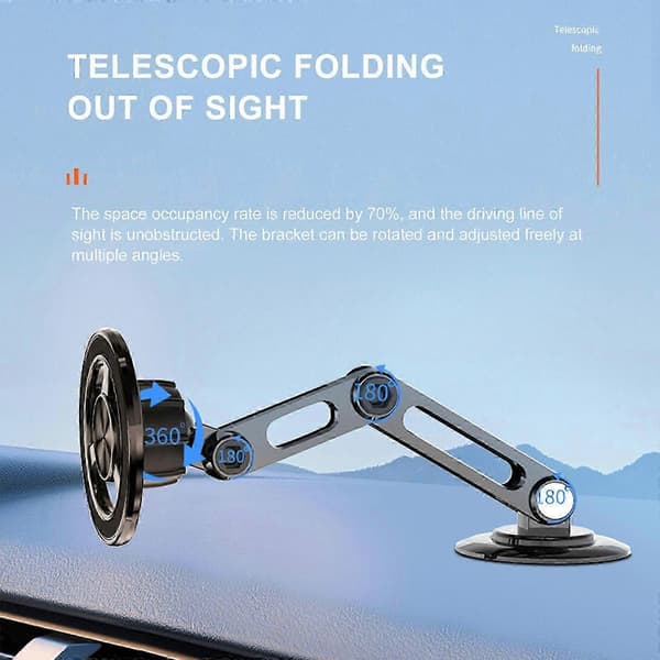 Nytt magnetiskt telefonställ Metall bilnavigationsställ hopfällbart bilställ