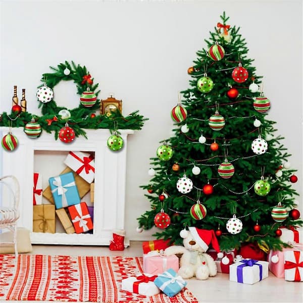 18 stk. Julekuler Ornament 6 cm Glitter Hengende