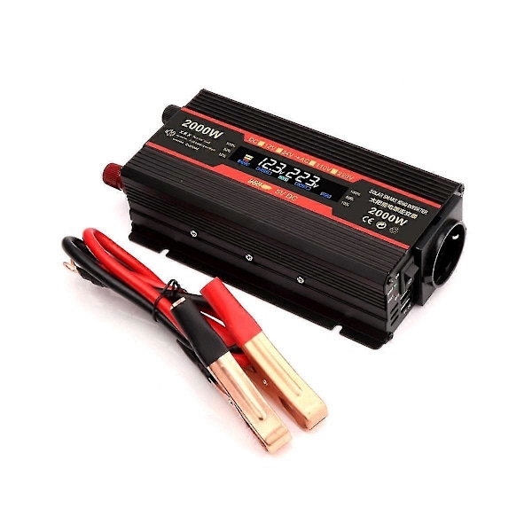 Intellint Inverter 2000w 12v Til Ac Transformator Bilholder Inverter Solcellekonvertering