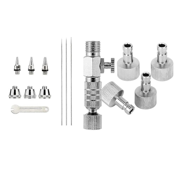 Airbrush Munstycke Nål Munstyckeslock Kit Med Nyckel Airbrush Ersättningsdelar Och Airbrush Snabbkoppling