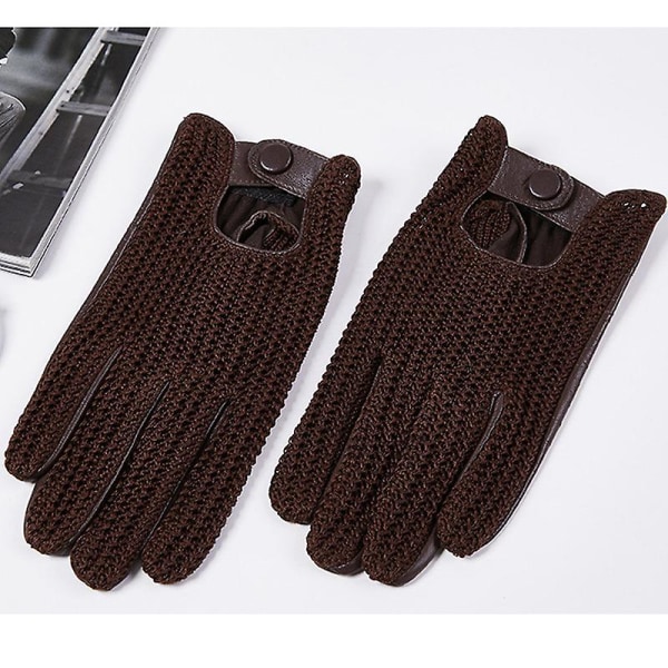 Evago pekskärmshandskar i äkta läder för män Halkfria motorcykel handskar i getskinn BROWN L