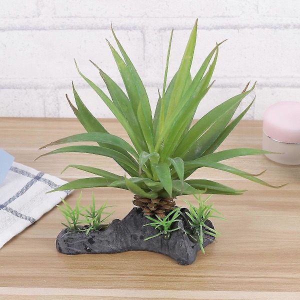 Simulerte Vannplanter Sukkulenter Hjemme Ornament Reptil Terrarium Dekorasjon for Kjæledyr Reptil Skilpadde Akvarium - QL2021(Grønn)