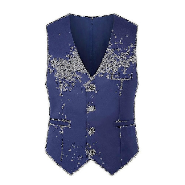 Herr Slim Fit Kostymväst Väst Casual Formell Enkelknäppt Gilet Lake Blue 5XL