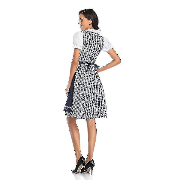 Naisten Oktoberfest Oluttyttö Puku Baijerilainen Perinteinen Dirndl Mekko Cosplay Naamiaisasu Denim Blue XL