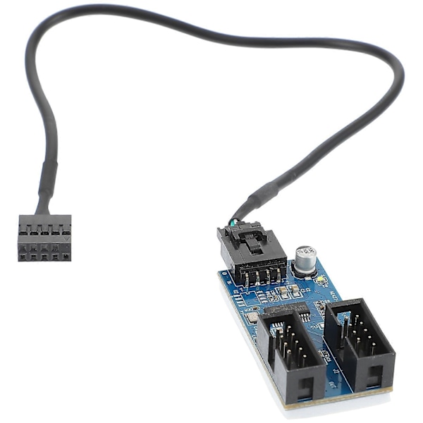 USB Header Förlängningshubb Port Multiplicerare USB 2.0 9-pin 1 till 2 Hub Splitter