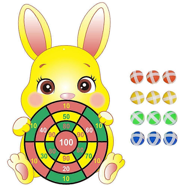 1 Set Påskhare Darttavla Barn Sticky Ball Darttavla Brädspel Darttavla och Sticky Balls (Slumpmässig Stil)