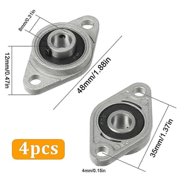 Kfl08 Flenslager 4 stk Sink Legering 8mm Selvjusterende Putelager