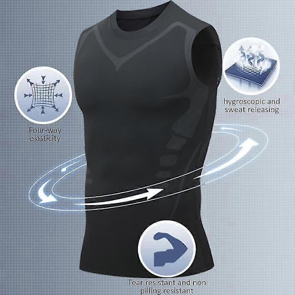 Ionic Formende Vest til Mænd, Komfortable og Åndbare Sportstoppe til at Opbygge en Perfekt Krop Black 1 S
