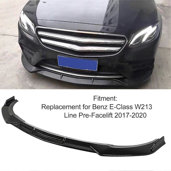 Frontkofanger Læbe Sæt Blank Sort 3 Dele Kofanger Spoiler Luft Hage Krops Splitter Sæt Erstatning for Benz EClass W213 AMG Line