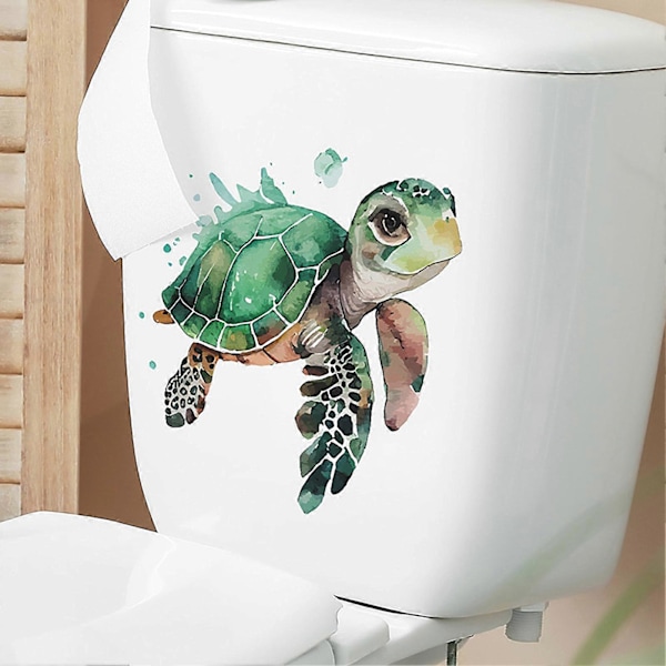 Sarjakuva Merikilpikonna WC-tarra Irrotettava Itseliimautuva Vedenpitävä PVC Olohuone Kylpyhuone Seinätaide Eläin WC-kannen Koriste Tarra