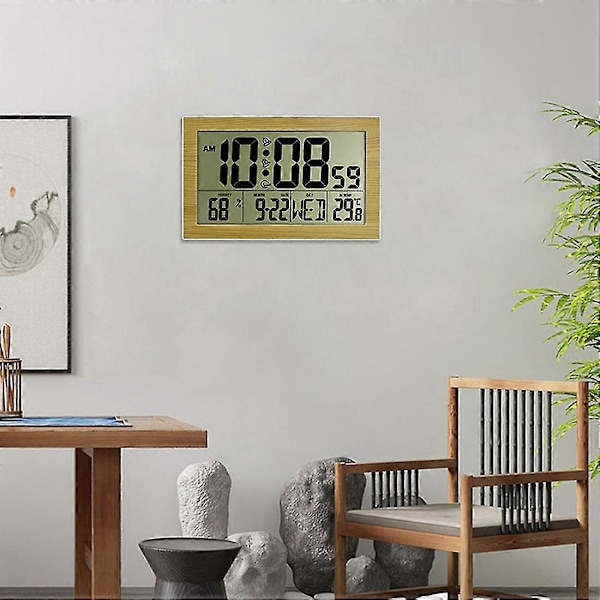 Digital veggklokke, tall Tid Temperatur Kalender Alarm Bord Skrivebordsklokke Design Kontor Hjem Lys