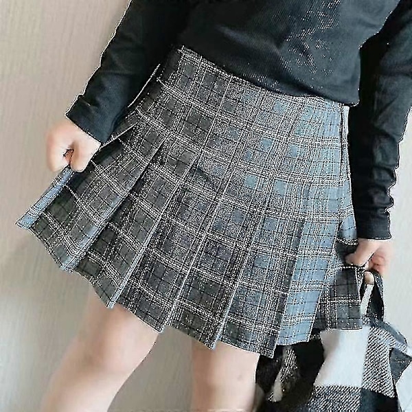 Børne Nederdel Piger Skotskternet Aktiv Skole 7-13 År Vinter Sort Pink Lysegrå Dark Gray 7-8 Years(140cm)