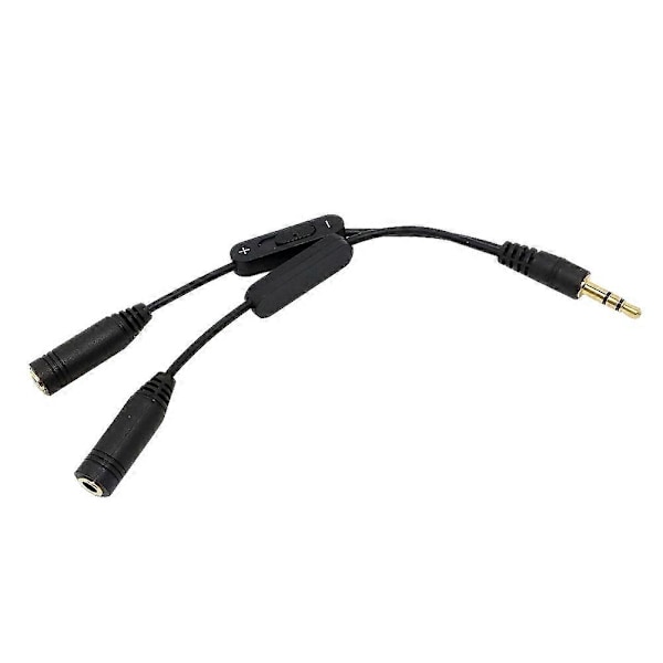 Hodetelefon Splitter Adapter 3.5mm Hann til 2 Hunn Gullbelagt Hodetelefon Mikrofon Lyd Y Splitter for Nettbrett Mobiltelefon PC