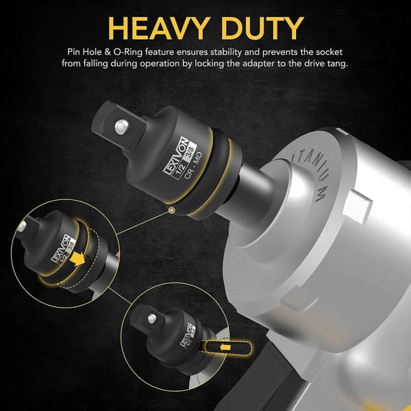 Reducer Impact Adapter, Sæt med 4, 1/2\" til 3/8\" | 1/4\" til 3/8\" | 3/8\" til 1/4\" | 3/8\" til 1/2\"