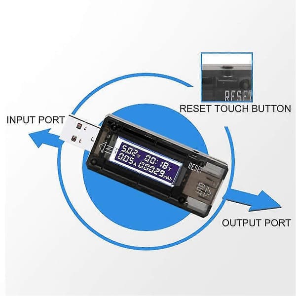 USB Tester DC Strømmåler 3V-9V Digital Voltmeter Voltimetro Volt Meter Wattmeter Spenningstester Do