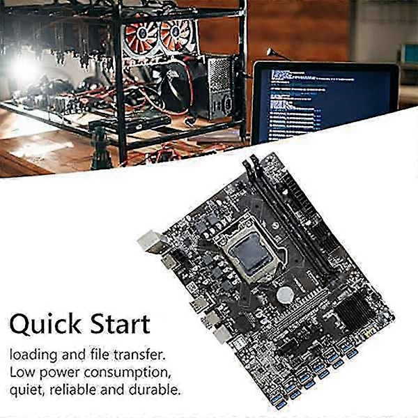 B250c Mining -emolevy lämpötahnalla+kytkinkaapelilla 12 Usb3.0 - Pcie-paikkaan Lga1151 Sata3.0 Su