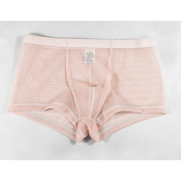 Herre Gennemsigtige Sexede Boxer Bukser Åndbart Undertøj Erotiske Underbukser Pink XL