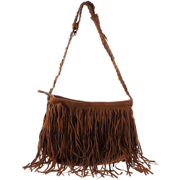 1 st Tofs Axelväska Läder Tote Tofs Handväska Crossbody Väska Dam Frans Tofs Väska (Ljusbrun)