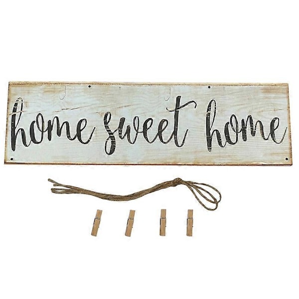 Vintage Sweet Home Bokstavstryckt Trävägg Hängande Dekor Fotoklämma Ornament
