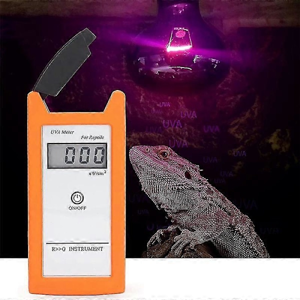 Reptil UV-indeksmåler, 01999 W/cm UV Er 3.5-bit LCD UVA Solcellelampe For Krypdyr
