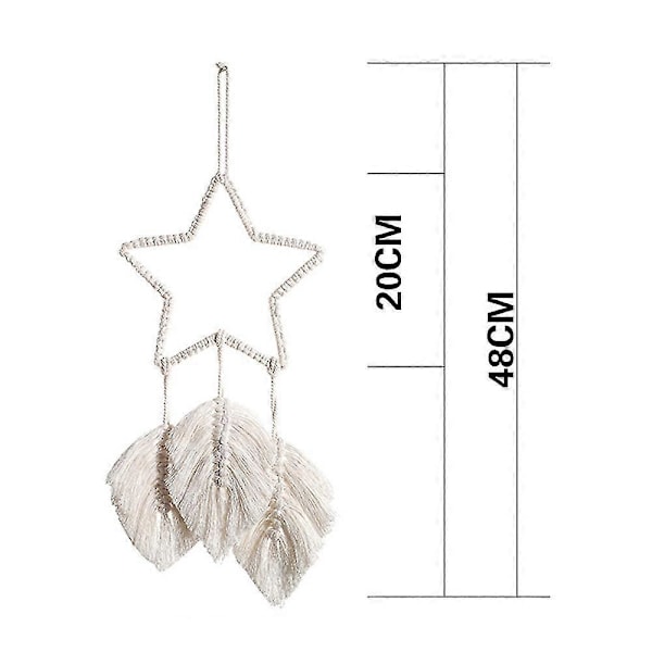 2 st Makramé Väggbonad Fjäder Boho Chic Handgjord Vävd Löv Tofsar Dekoration Bohemisk Lägenhet