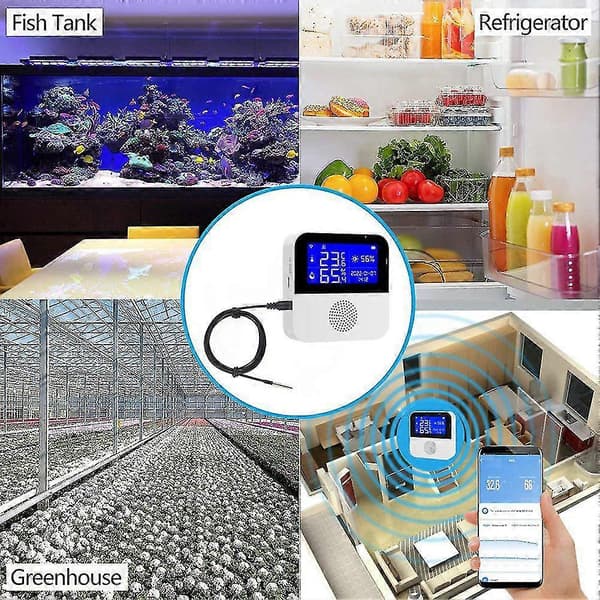 Wi-fi Temperatur Hygrometer Sensor Med Probe, Rom Termometer Fuktighetssensor, Smart Kontroll Hea