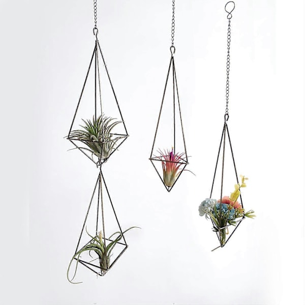 Hängande Växtkorg - 4-pack, 2 Storlekar Metall Växtställ Tillandsia Hängare Display Himmeli Planter Vit