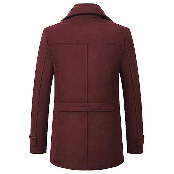 Ullrock för män Höst och Vinter Dubbelkrage Ullrock Slag Tjock Ullrock Lång Jacka wine-red xxxl