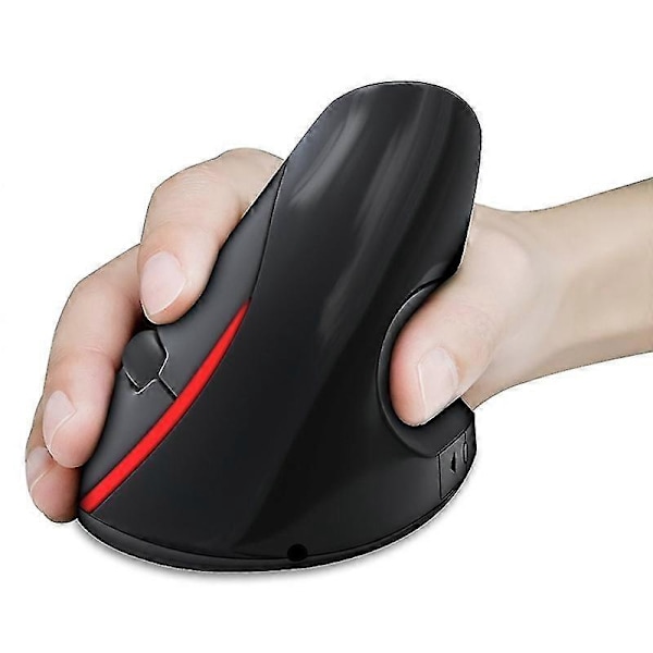 2.4 GHz langaton pystysuuntainen ergonominen optinen ladattava 5D 2400 dpi pelihiiri, musta