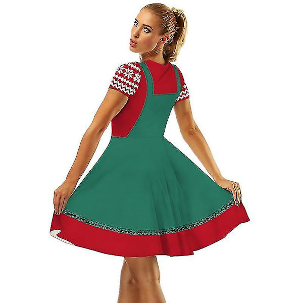 Fula Jultröjor Röda och Gröna A-linjeformade Julklänningar Dam Kortärmad Casual A-linjeformad Julklänning För Julfest L