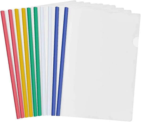 10 Ark Plast A4 Skyde Mapper, Klare Rapportomslag Mapper Med Skyde Skinne Bind