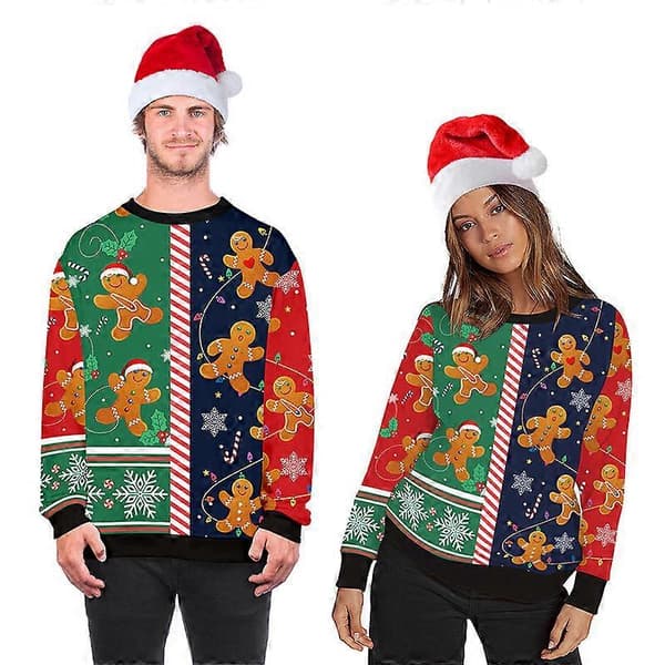 Färgglatt hus Unisex Ful Jultröja Tryckt Pullover, Halloween 3D Digitaltryckt Sweatshirt M