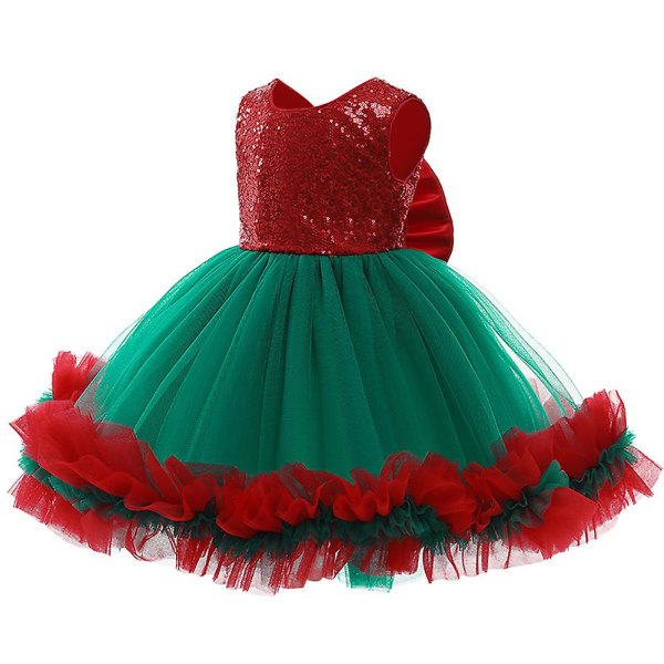 Jul Barn Flicka Ärmlös Prinsessa Klänning Kvällsbal Balklänning Festspel Födelsedag Julfest Tillbaka Bowknot Tutu Tyll Swing Klänningar Present Red 4-5 Years