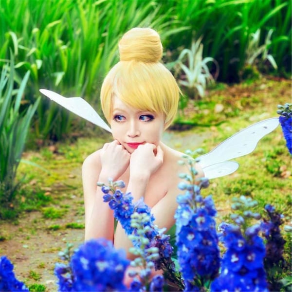 Tinker Bell Peruker Dam Kort Raka Cosplay Party Peruk Halloween Party Rekvisita Peruker Presenter