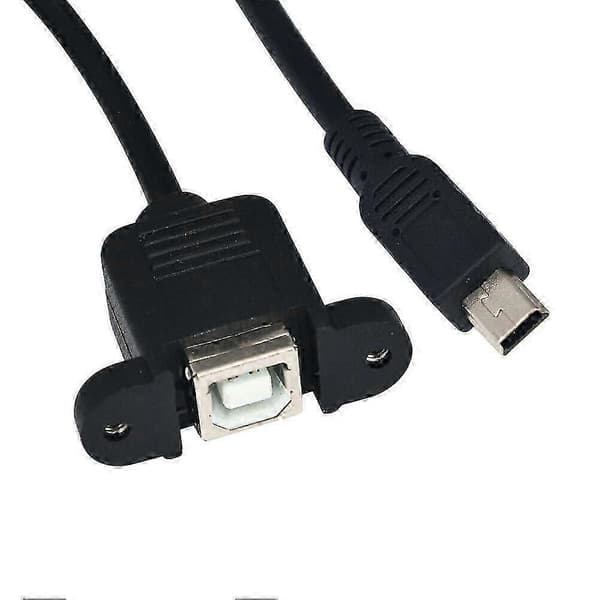 USB Typ B USB-B Hona med Panelmontering till Mini USB Hane Adapterkabel