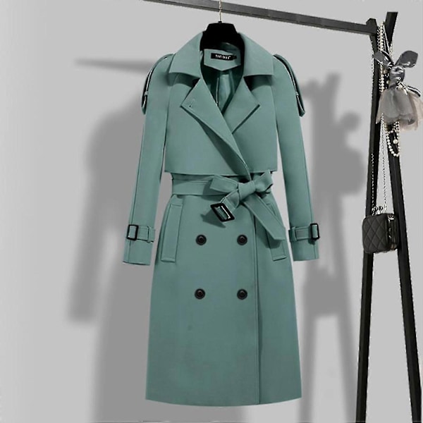 Dam Trenchcoat Mellanlång Mode Vindtät Kappa För Användning Khaki 2XL
