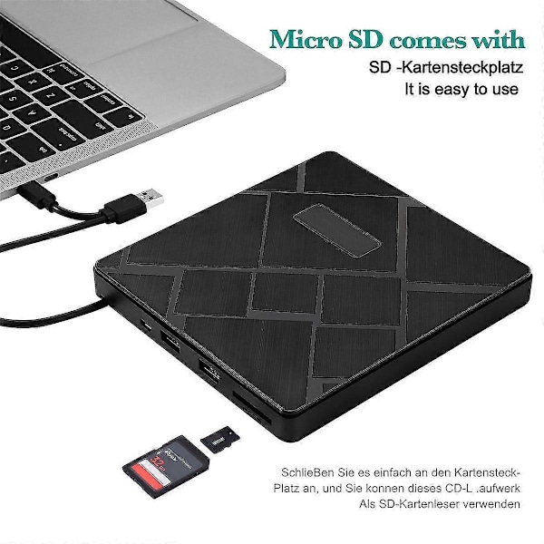 Usb3.0 Dvd-brännare Dvd Rw Cd Extern Optisk Enhet Cd/dvd-spelare Tf/sd För Laptop