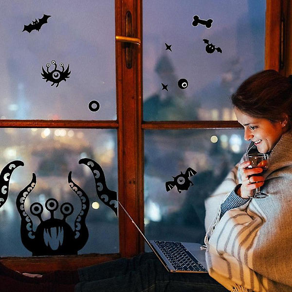 Halloween Staattiset Tarrat Hämähäkki Demonit Lepakko Kiinnitykset Kaksipuoliset Tarrat Halloween Ikkunatarrat Pelottavat Juhlakoristeet Oveen type A