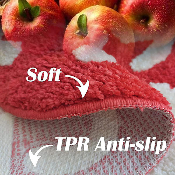 Tflycq Apple Badrumsmattor och Matta, Söta Barn Badrumsdörrmattor Dekor Matta, Röd Tuftad Plysch, Maskintvättbar Lyxig Luddig Hög Absorberande och Halkfri Apple