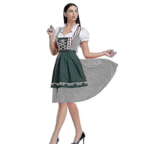 Naisten Oktoberfest Oluttyttö Puku Baijerilainen Perinteinen Dirndl Mekko Cosplay Naamiaisasu Dark Green M