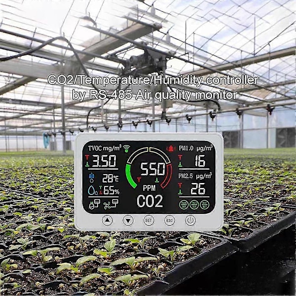 Pt02 Smart CO2-måler Kvalitetsmonitor med LCD-skjerm Wifi-kontroll Karbondioksidsensor Tester (P