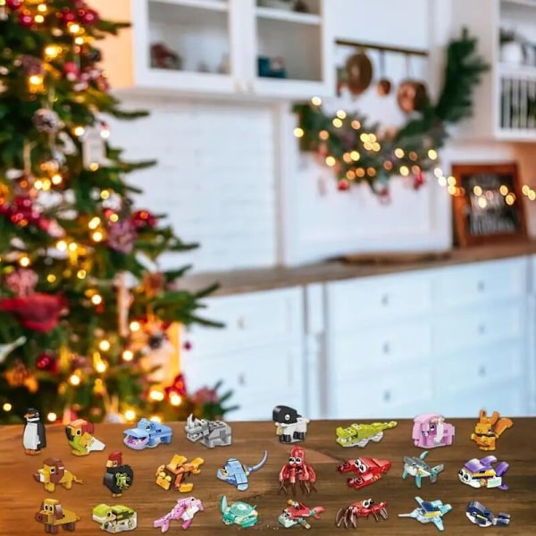 Jul adventskalender 2023 Sea Animal Engineering Blocks Leksaker Blind Box 24 Days Countdown Surprise Presenter För Barn Pojkar Flickor engineering